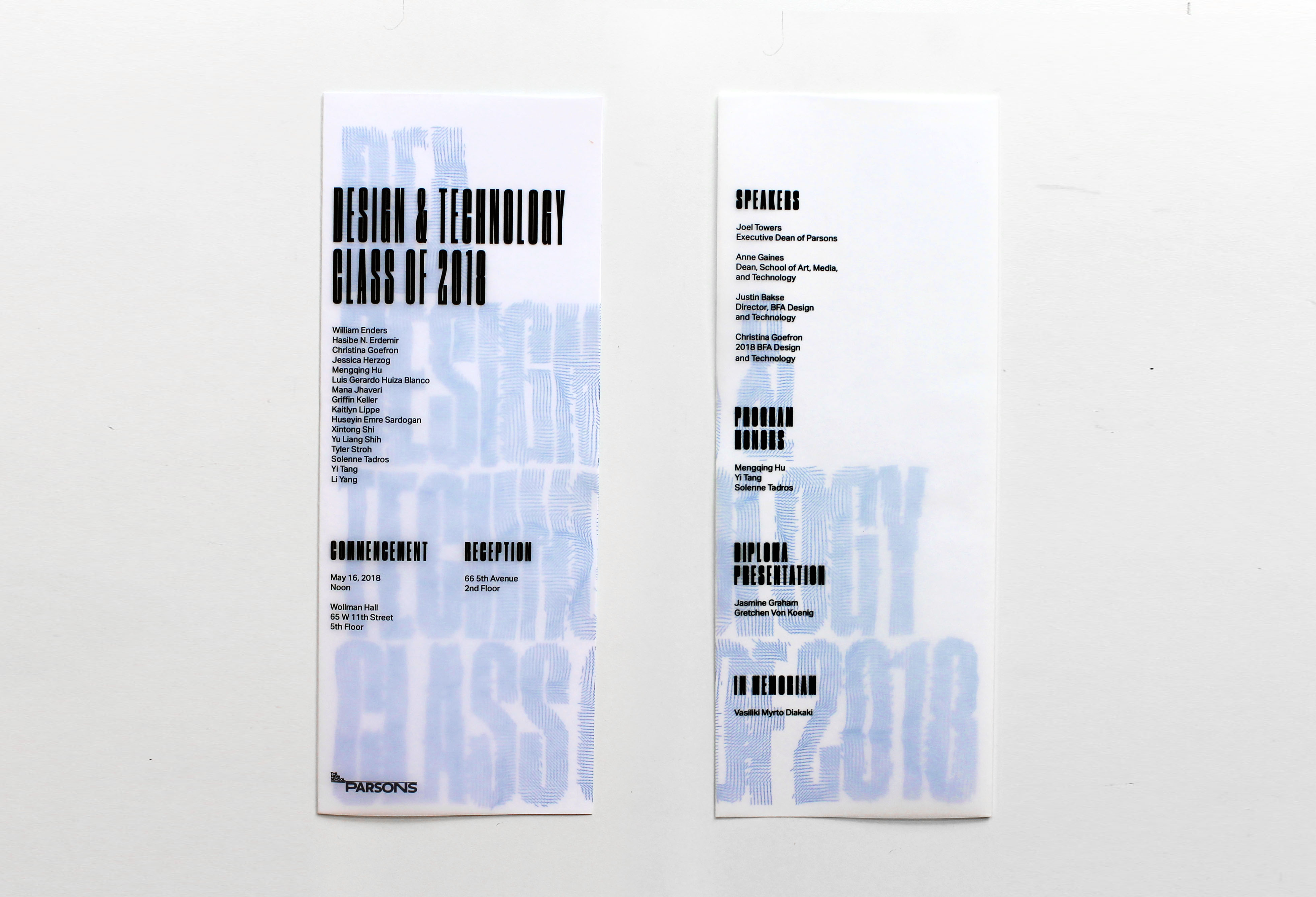 BFA Design Technology commencement program, design, code, and production, Talia Cotton