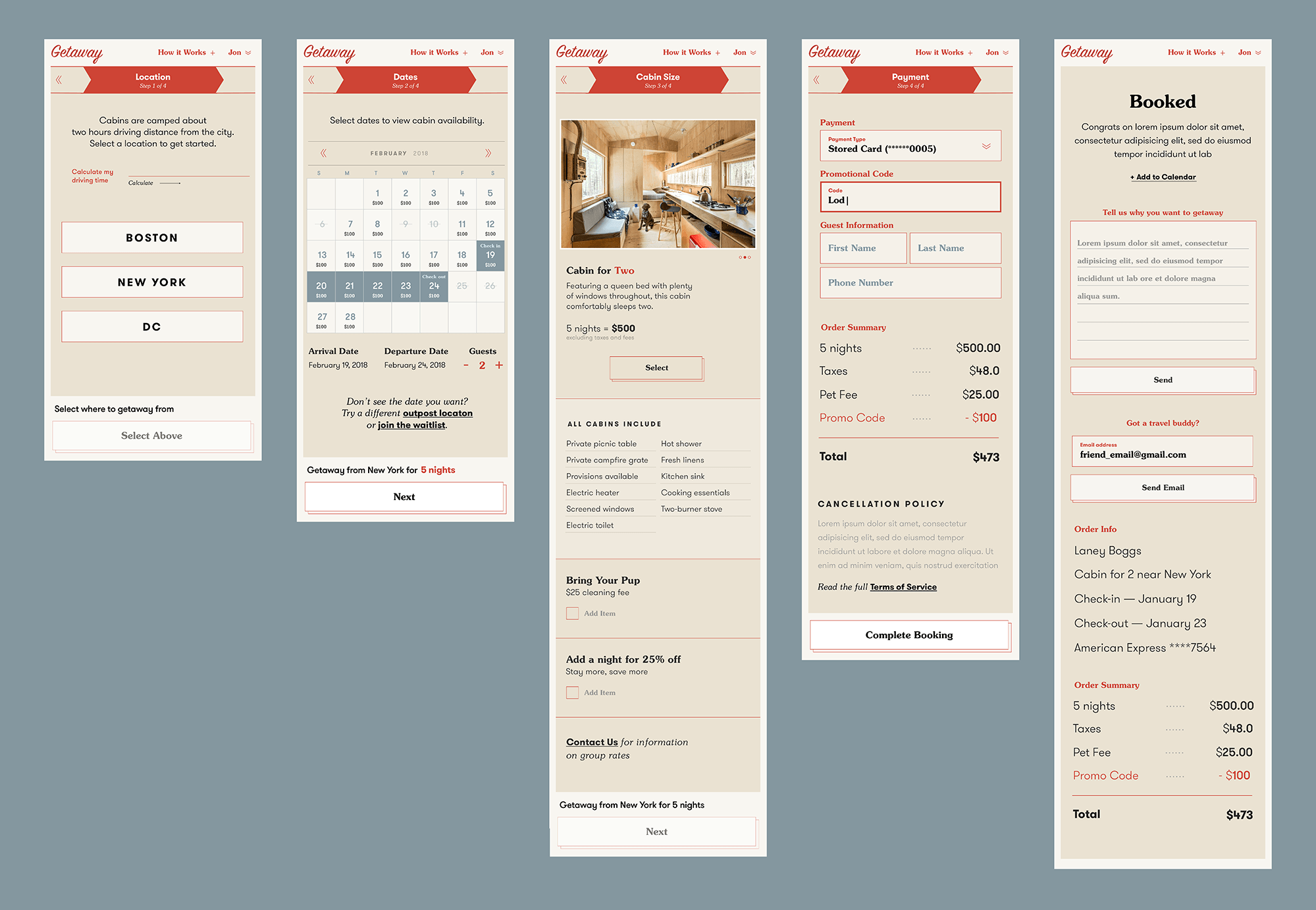 Booking flow, Getaway